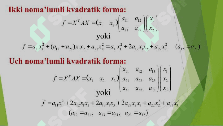 KVADRATIK FORMALAR 6