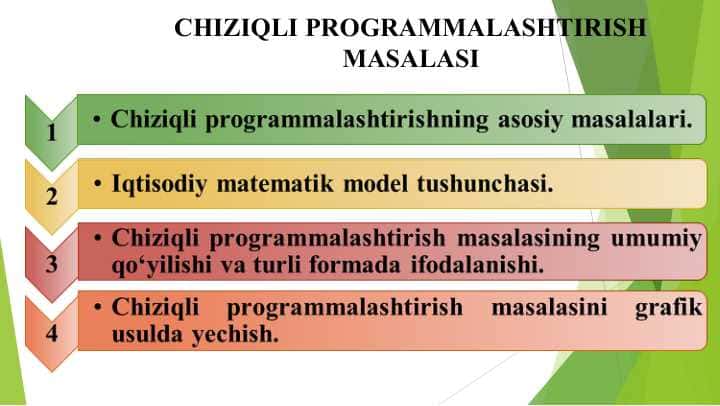CHIZIQLI PROGRAMMALASHTIRISH MASALASI 1