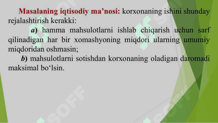 CHIZIQLI PROGRAMMALASHTIRISH MASALASI 7
