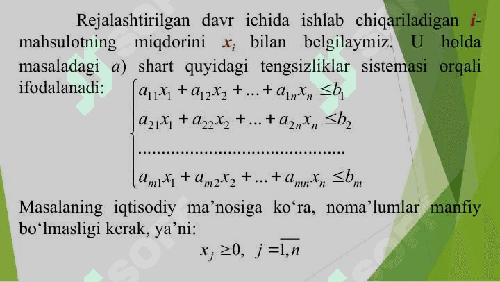 CHIZIQLI PROGRAMMALASHTIRISH MASALASI 8