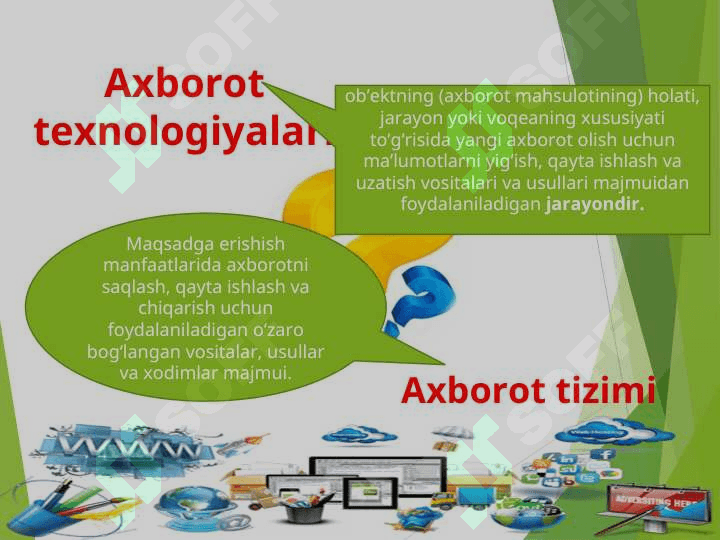 AXBOROT-KOMMUNIKATSIYA TЕXNOLOGIYALARINING IQTISODIYOTDAGI O‘RNI VA VAZIFALARI 8
