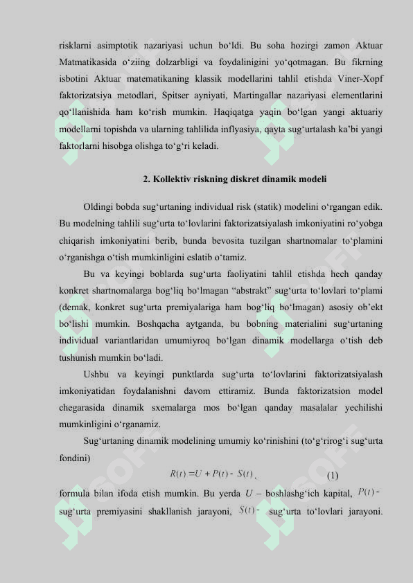 Sug'urtaning kollektiv risk modellari 3