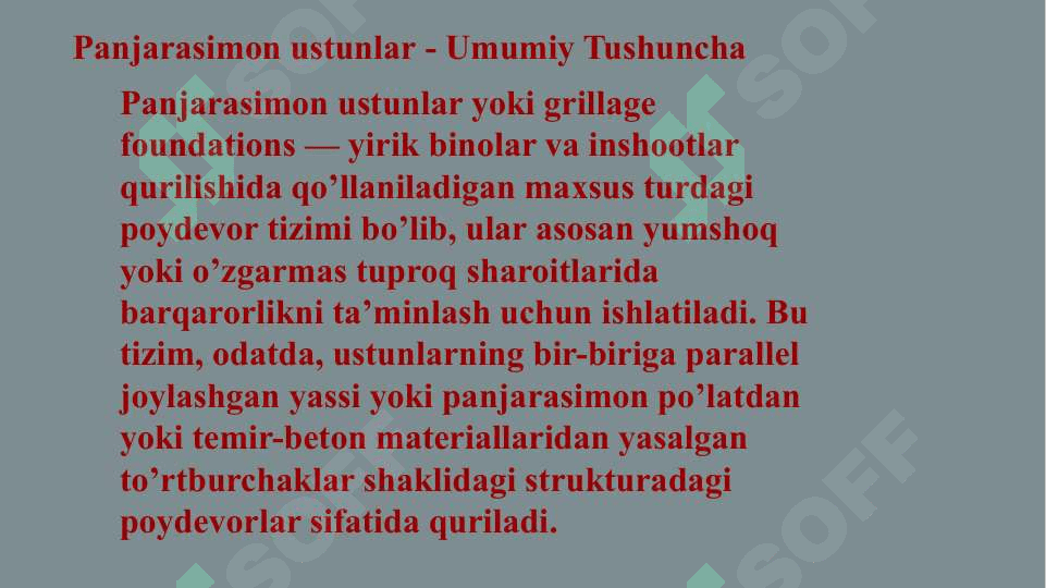 Panjarasimon ustunlarni loyihalash 3
