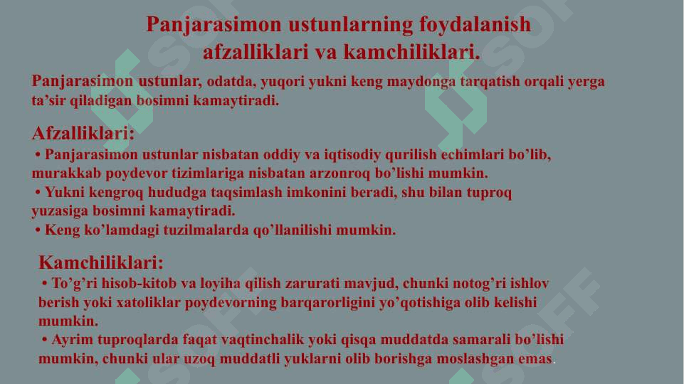 Panjarasimon ustunlarni loyihalash 4