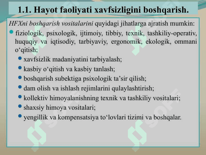 Hayot faoliyati xavfsizligining huquqiy va tashkiliy asoslari. 3