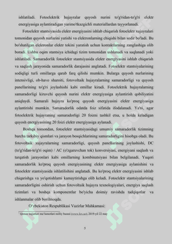 Fotoelektrik stansiyada elektr energiyani yig’ish va uzatishda samaradorlikni hisoblash 5