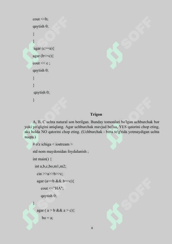 Matematik masalalarni dasturlash C++ tili yordamida yechish 6
