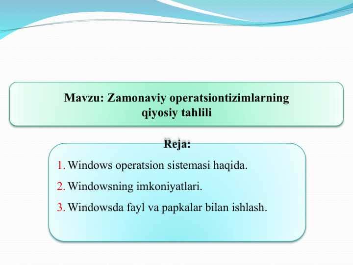 Zamonaviy operatsiontizimlarning qiyosiy tahlili 1