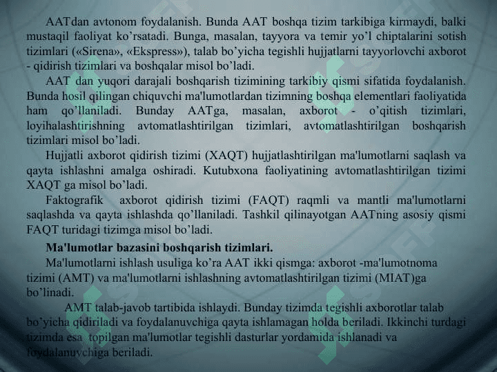 MALUMOTLAR BAZASINING TURLARI 4