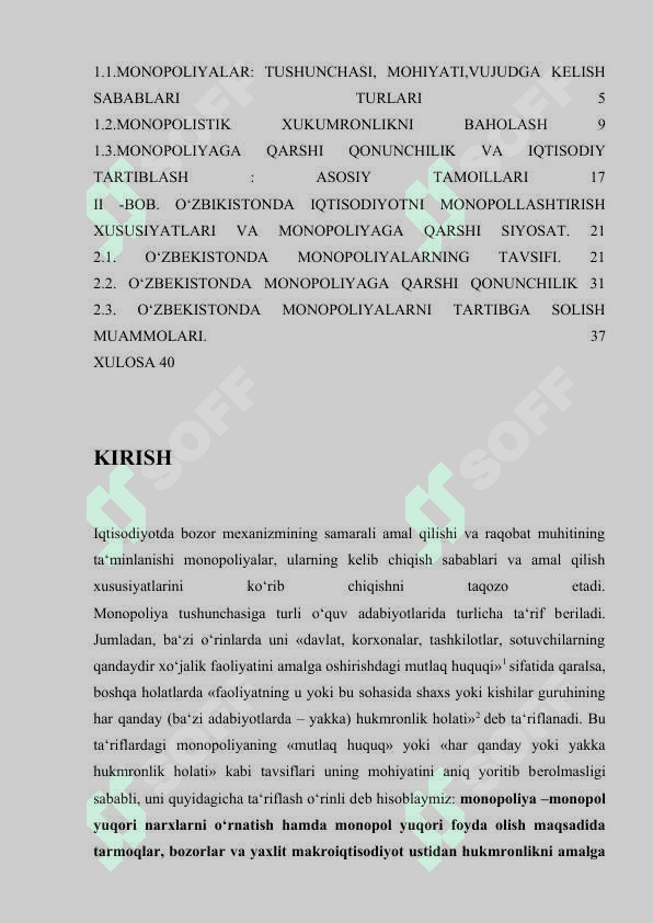 MONOPOLIYALAR FAOLIYATI VA UNI DAVLAT TOMONIDAN TARTIBGA SOLINISHI 2