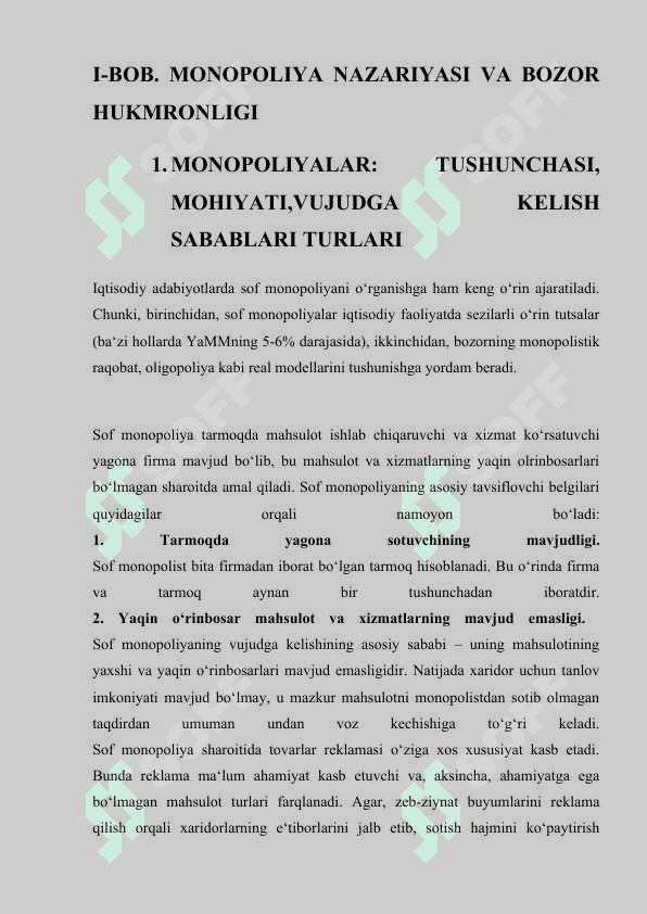 MONOPOLIYALAR FAOLIYATI VA UNI DAVLAT TOMONIDAN TARTIBGA SOLINISHI 4