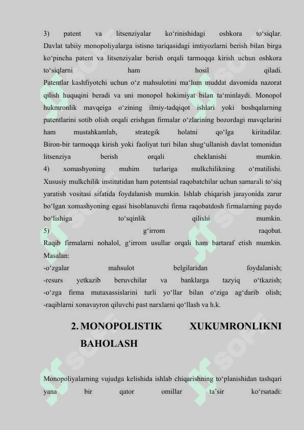 MONOPOLIYALAR FAOLIYATI VA UNI DAVLAT TOMONIDAN TARTIBGA SOLINISHI 7