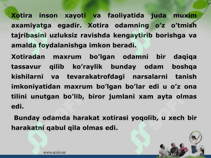 XOTIRADAGI  INDIVIDUAL FARQLAR VA RIVOJLANISHI. 8