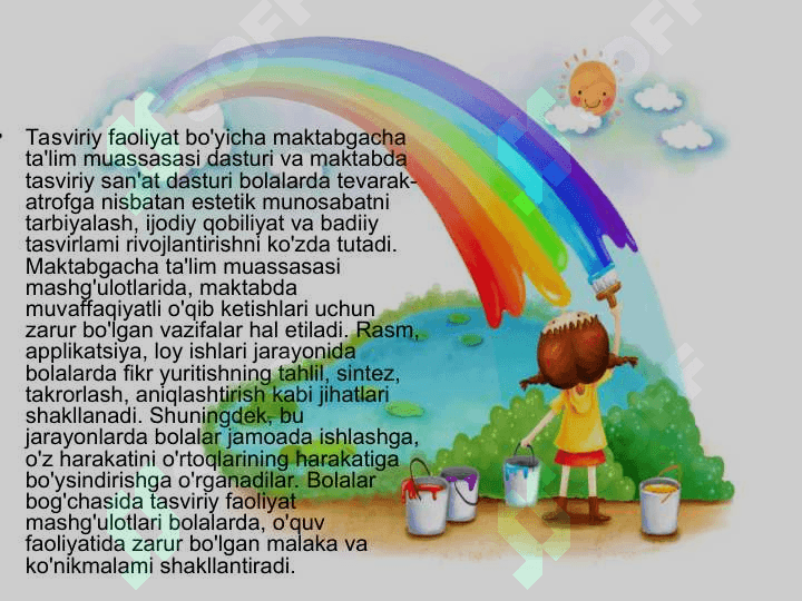 BOLALARNI TURLI FAOLIYAT YO‘NALISHLARIDA SAVODGA O‘RGATISHGA TAYYORLASH. 2