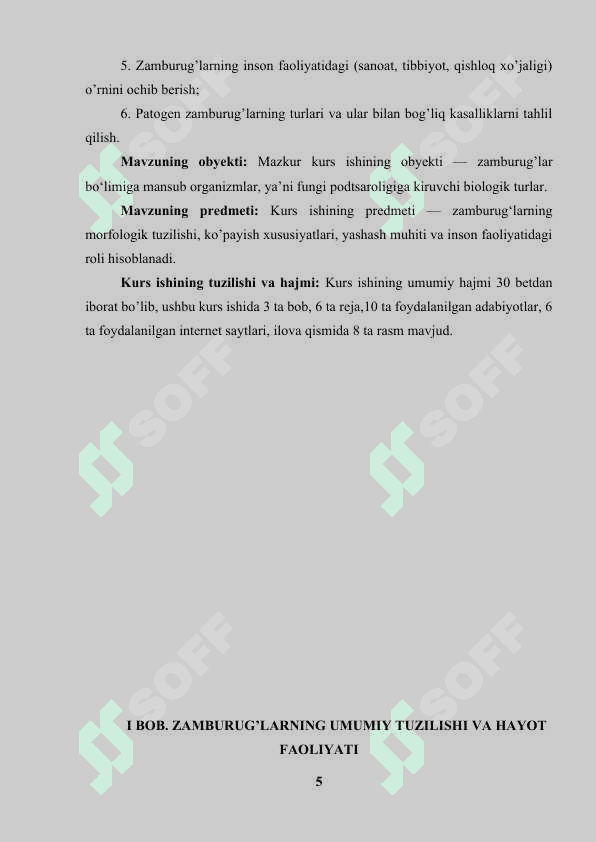 Zamburug’ bo’limi vakillarining tuzilishi va ularning ahamiyati 5
