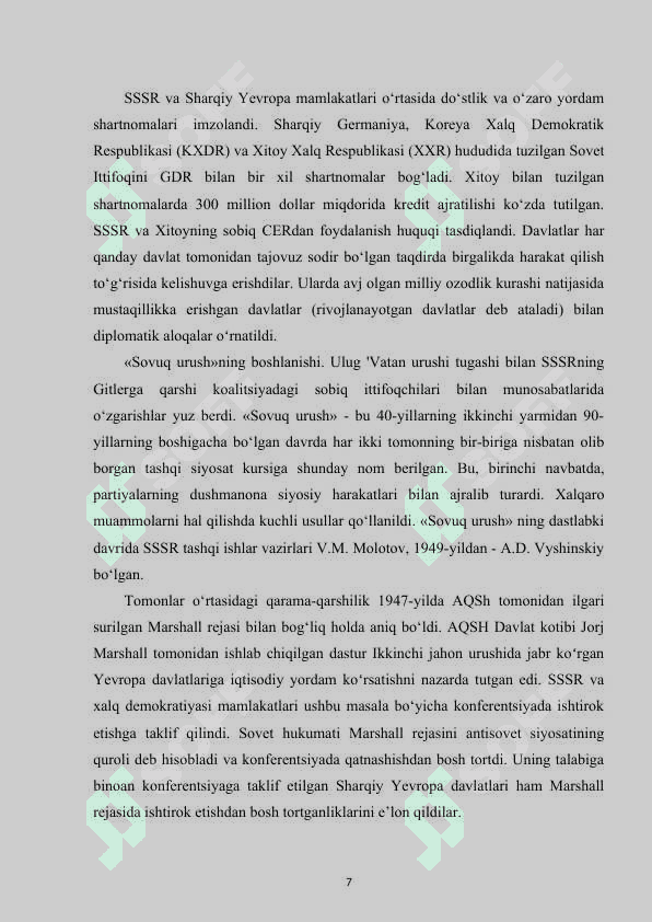 SSSRNING IKKINCHI JAHON URUSHIDAN KEYIN TASHQI SIYOSATI 25 7