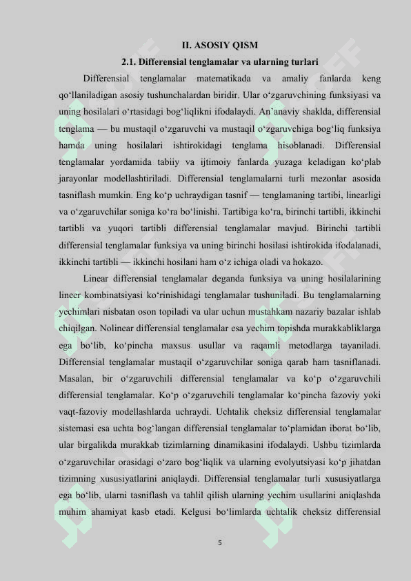 Uchtalik cheksiz differensial tenglamalar sistemasi 5