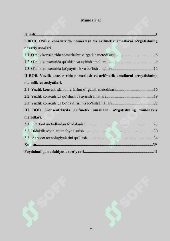 BOSHLANG‘ICH SINFLARDA MATEMATIKA DARSLIGI USTIDA IJODIY ISHLASH VA DARSLIK TAHLILINI AMALGA OSHIRISH METODIKASI (2-SINF MISOLIDA 2
