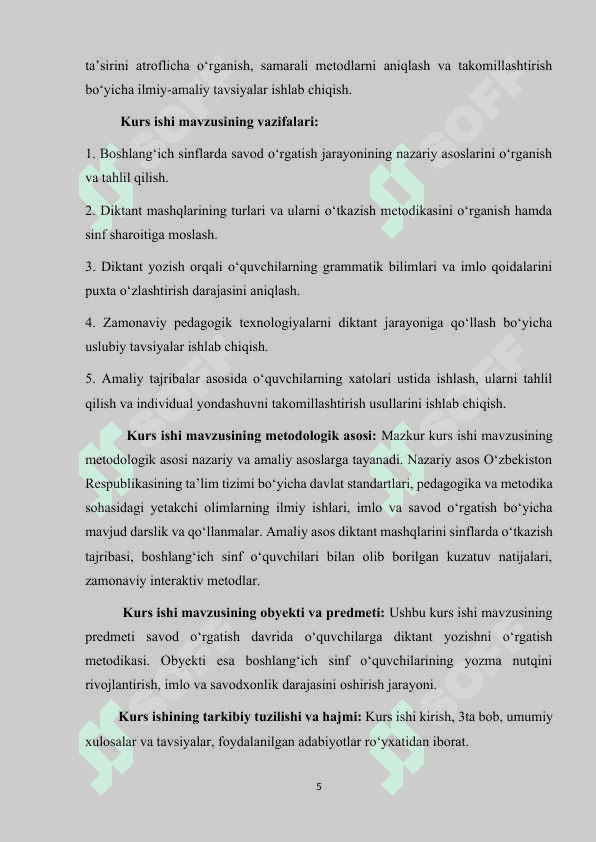 SAVOD O’RGATISH DAVRI YOZUV DARSLARIDA O’TKAZILADIGAN DIKTANTLAR 5