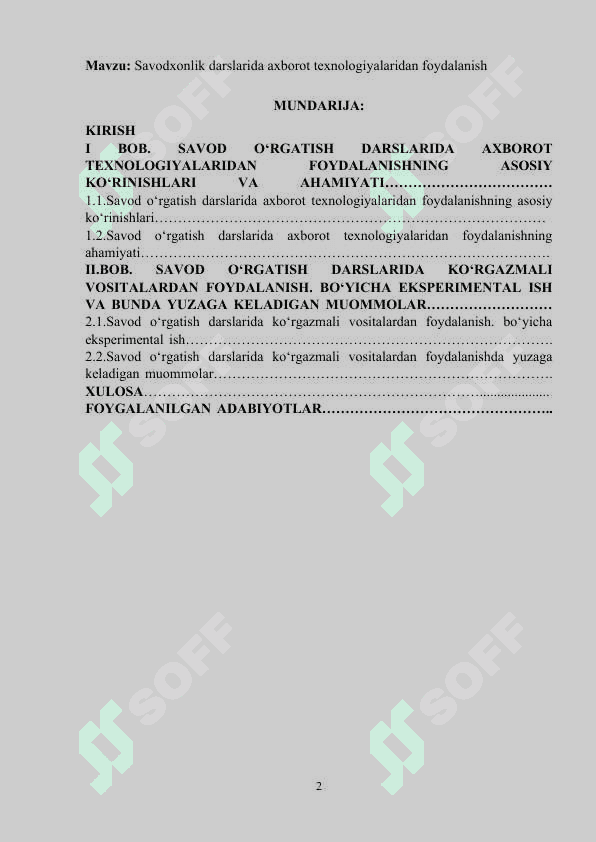 Savodxonlik darslarida axborot texnologiyalaridan foydalanish. 2