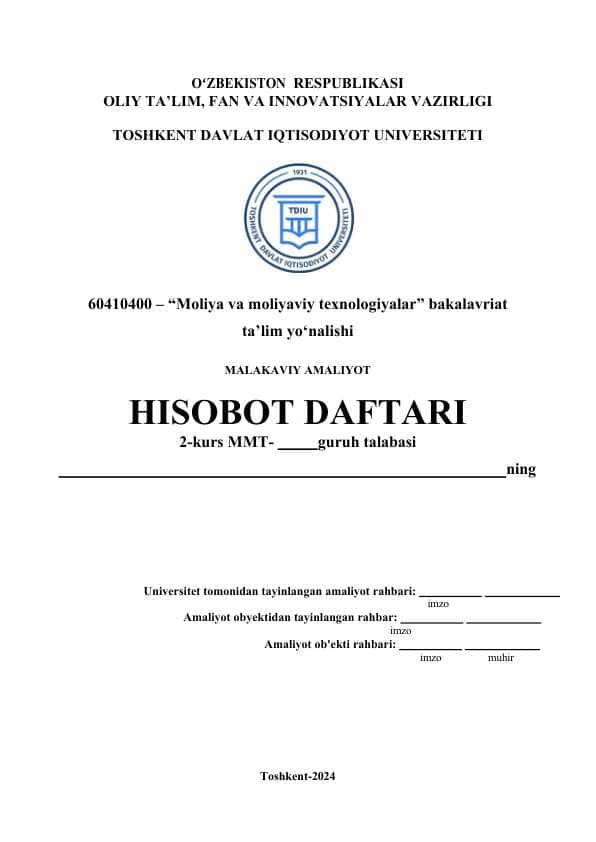 Hisob daftari (Amaliyot kundaligi) 1