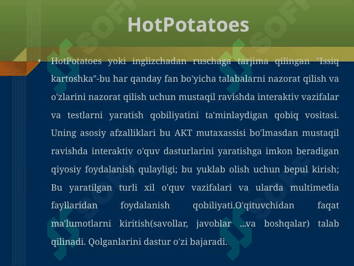 HOTPOTOTESDAN FAOYDALANIBMULTIMEDIALI OQUV KURSLARINI YARATISH.JCROSS VA JQUIZ BLOKLARI DASTURIDA ISHLASH 3
