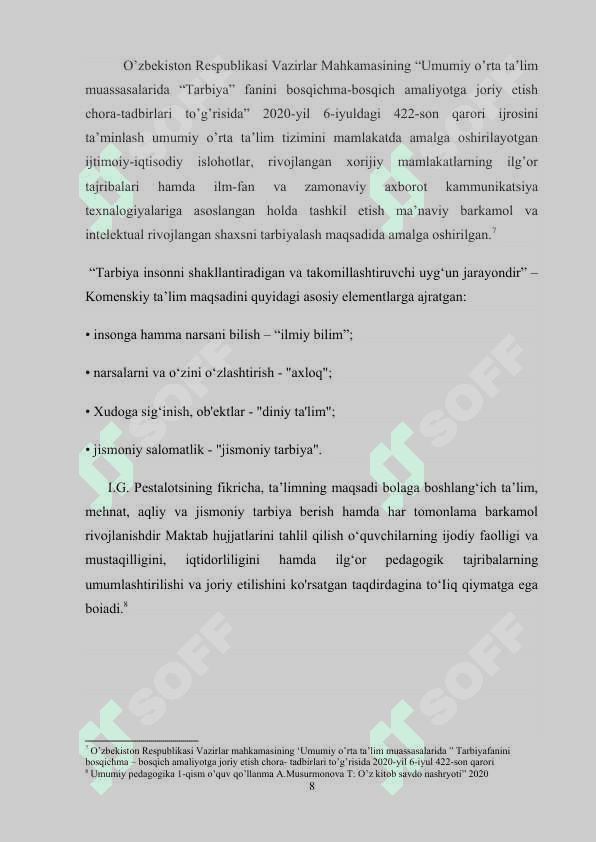 Tarbiya fanini o’qitish metod va vositalari 8