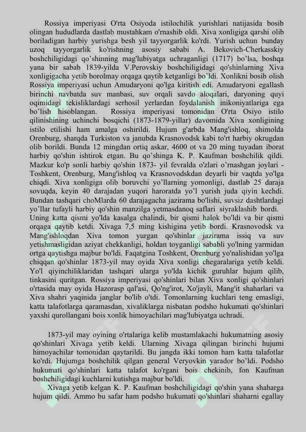 Xiva xonligi ustidan Rossiya imperiyasi protektoratining o‘rnatilishi. 4