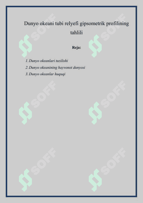 Dunyo okeani tubi relyefi gipsometrik profilining tahlili 2
