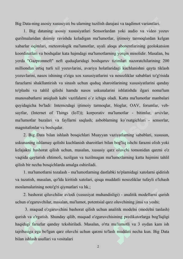 BigData - internet tarmoqlaridagi katta hajmdagi ma'lumotlar 2