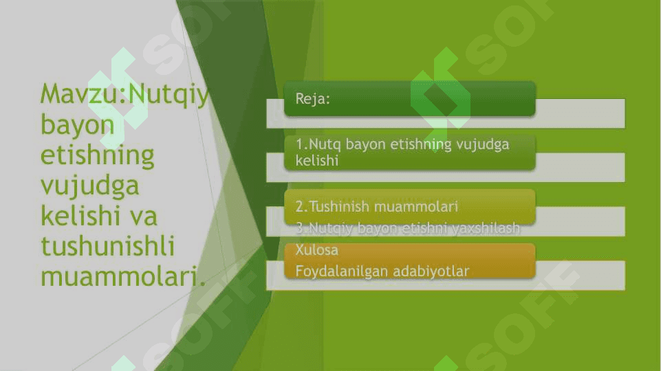 Nutqiy bayon etishning vujudga kelishi va tushunishli muammolari. 2