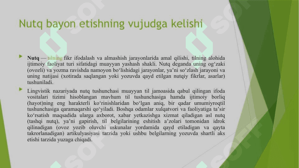 Nutqiy bayon etishning vujudga kelishi va tushunishli muammolari. 3
