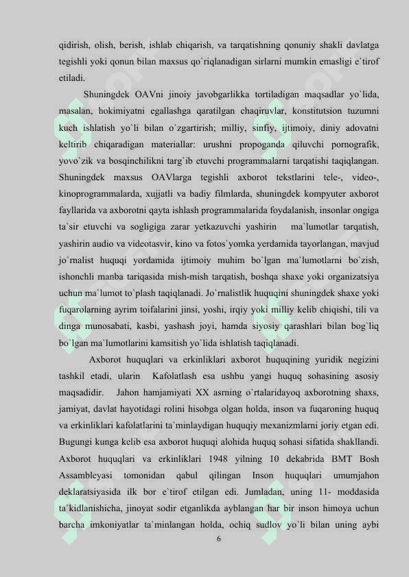 O‘ZBEKISTON RESPUBLIKASIDA OMMAVIY AXBOROT VOSITALARINING FAOLIYATI (O’ZGARISH VA MUAMMOLAR) 5