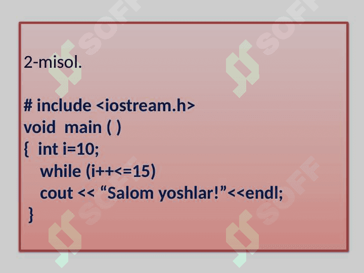 Takrorlash va boshqaruvni uzatish operatorlari 5