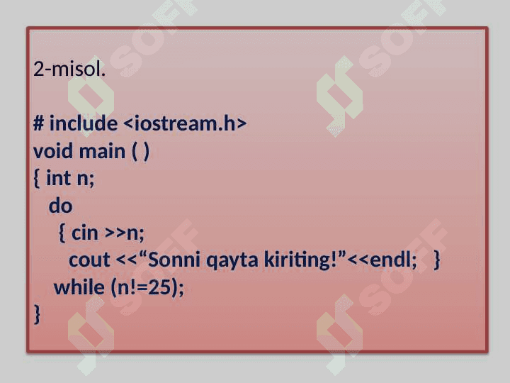 Takrorlash va boshqaruvni uzatish operatorlari 8