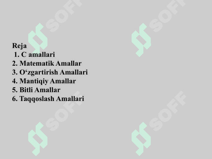 Berilganlar turlari. C amallari 2