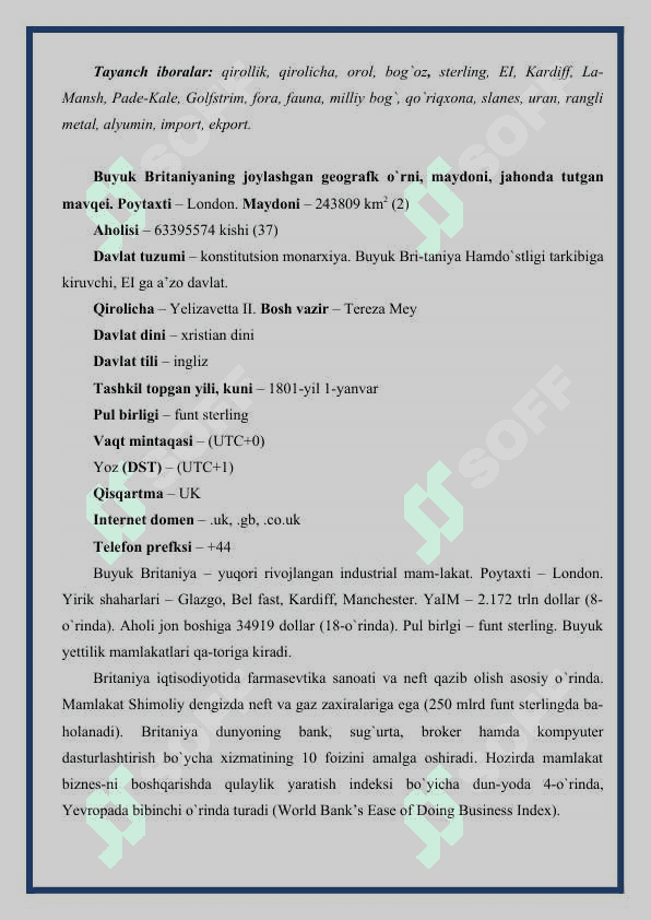 Buyuk Britaniya geografk o`rni, hududi, qismlari va iqlimi 3