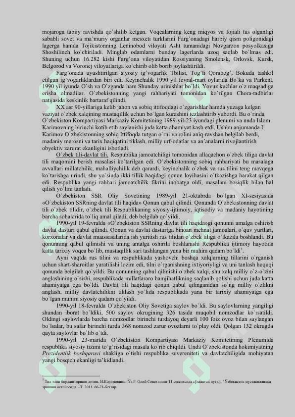 Mustaqillikka erishish arafasida O`zbekistondagi ijtimoiy-siyosiy jarayonlar 2