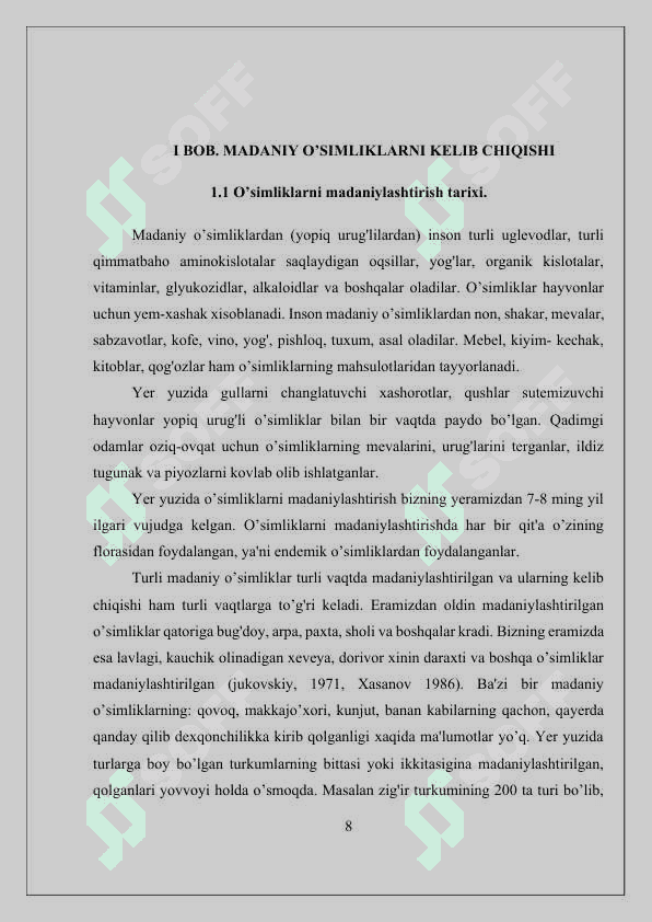 Madaniy oʻsimliklarning kelib chiqishi 8
