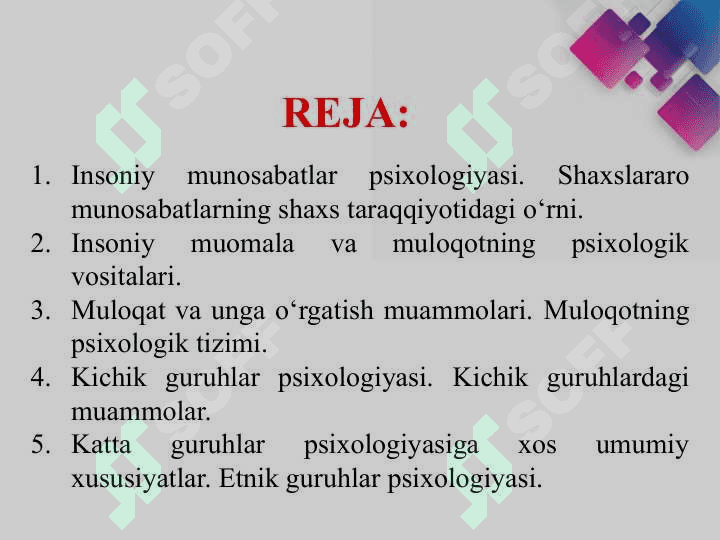 Muloqot va shaxslararo munosabar psixologiyasi 2