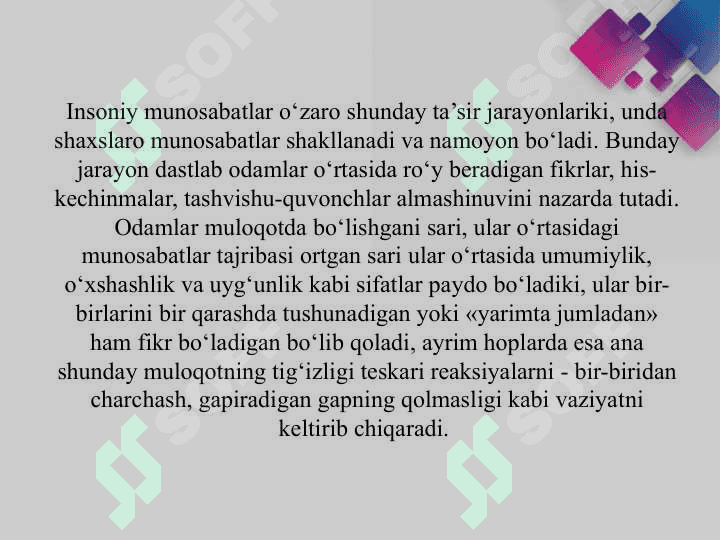 Muloqot va shaxslararo munosabar psixologiyasi 5