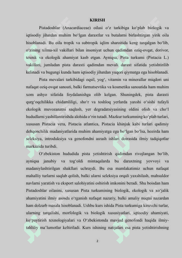 PISTADOSHLAR OILASI, PISTA  TURKUMI 2