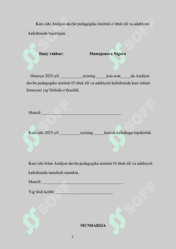 Ona tilini o‘qitishda  Morfemika  bo‘limini o‘qitish metodikasi kurs ishi 2