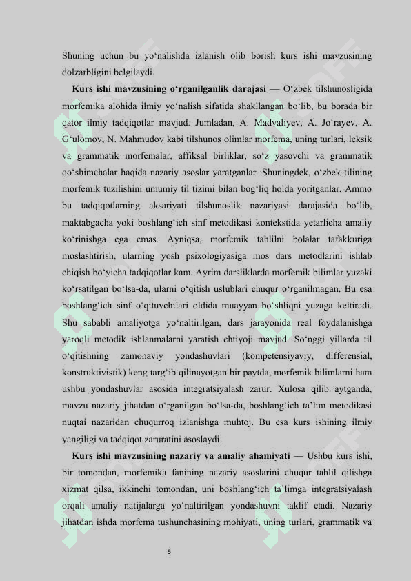 Ona tilini o‘qitishda  Morfemika  bo‘limini o‘qitish metodikasi kurs ishi 5