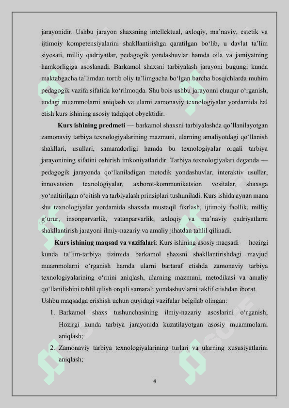 BARKAMOL SHAXSNI TARBIYALASHDA QO’LLANILAYOTGAN ZAMONAVIY TARBIYA TEXNOLOGIYALARI 4