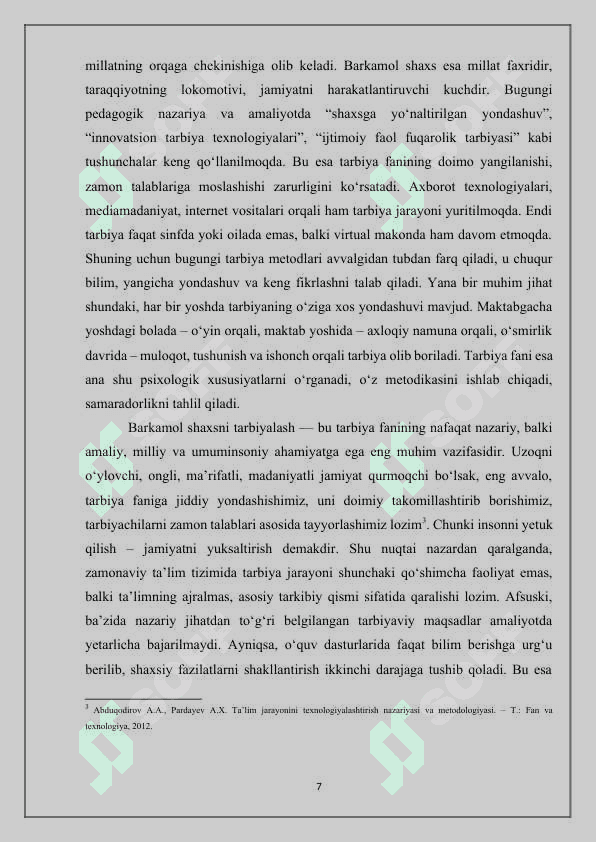 BARKAMOL SHAXSNI TARBIYALASHDA QO’LLANILAYOTGAN ZAMONAVIY TARBIYA TEXNOLOGIYALARI 7