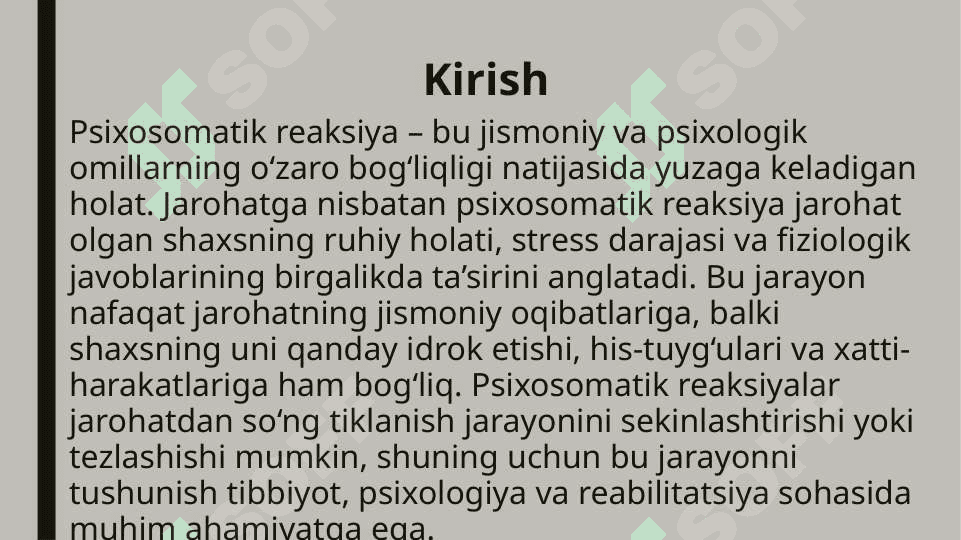 Jarohatga nisbatan psixosomatik reaksiya uning asosiy bosqichlari 3