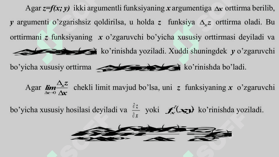 Ikki o'zgaruvchili funksiyaning xususiy hosilasi 4