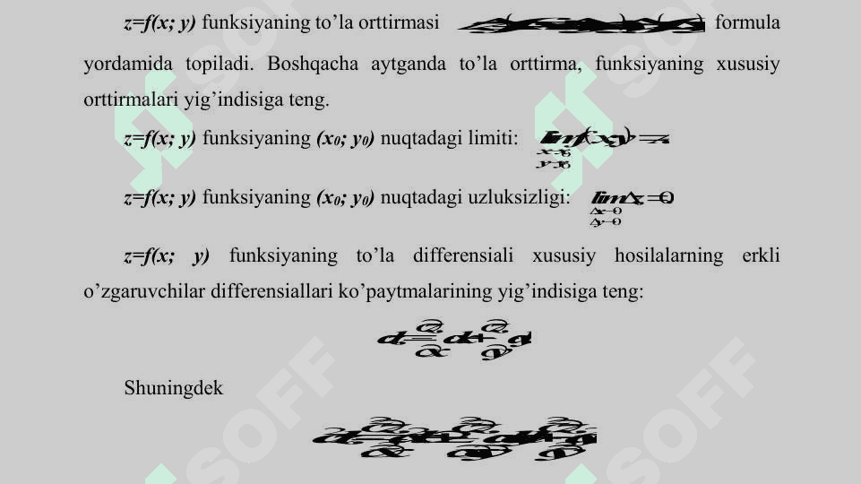 Ikki o'zgaruvchili funksiyaning xususiy hosilasi 5