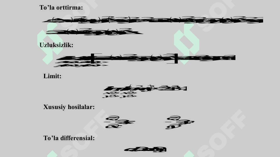 Ikki o'zgaruvchili funksiyaning xususiy hosilasi 7
